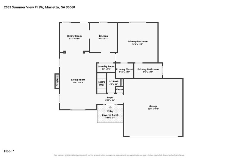 2,195/Mo, 2053 Summer View Pl SW Marietta, GA 30060 Floor Plan View