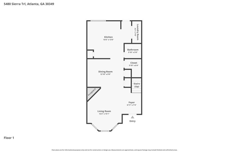 1,860/Mo, 5480 Sierra Trl College Park, GA 30349 Floor Plan View