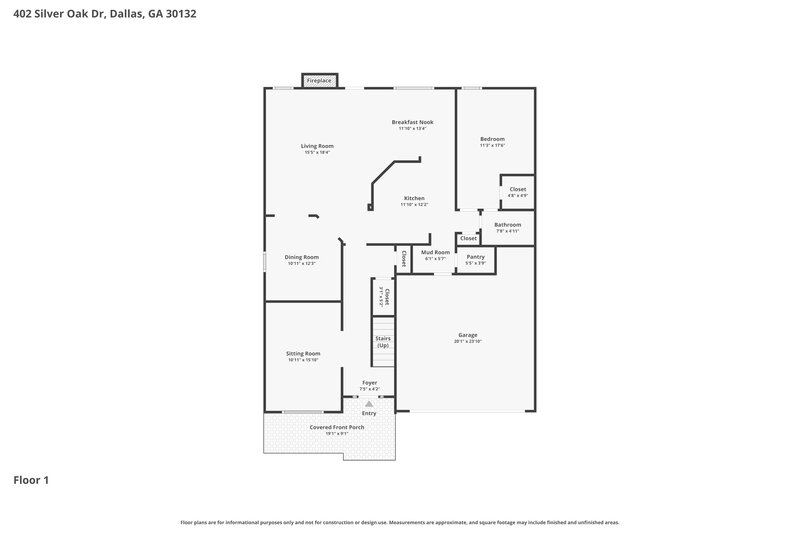 2,790/Mo, 402 Silver Oak Dr Dallas, GA 30132 Floor Plan View