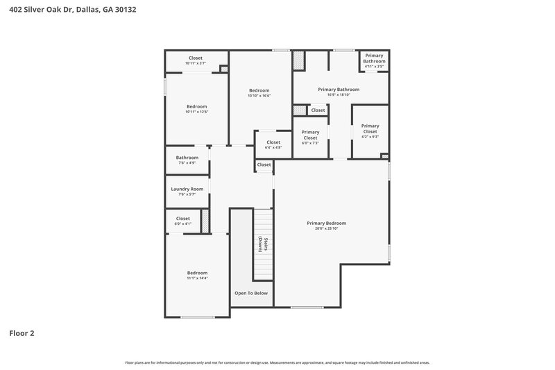 2,790/Mo, 402 Silver Oak Dr Dallas, GA 30132 Floor Plan View 2