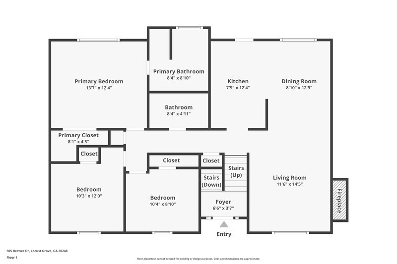 1,705/Mo, 505 Brewer Dr Locust Grove, GA 30248 Floor Plan View 2
