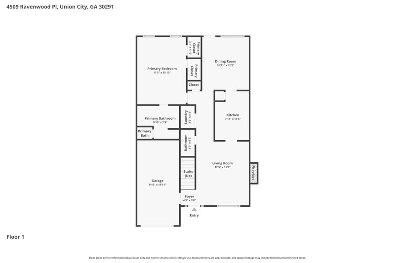 1,970/Mo, 4509 Ravenwood Pl Union City, GA 30291 Floor Plan View