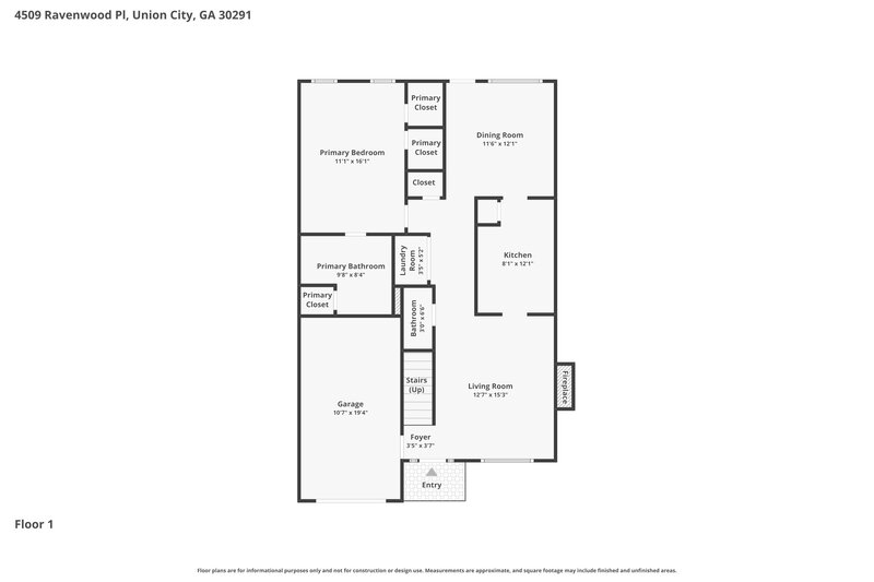 1,870/Mo, 4509 Ravenwood Pl Union City, GA 30291 Floor Plan View