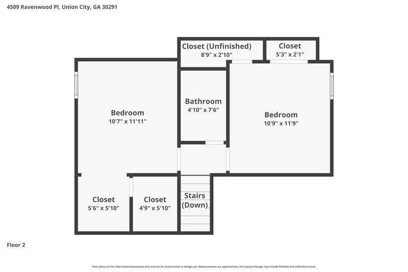 1,970/Mo, 4509 Ravenwood Pl Union City, GA 30291 Floor Plan View 2