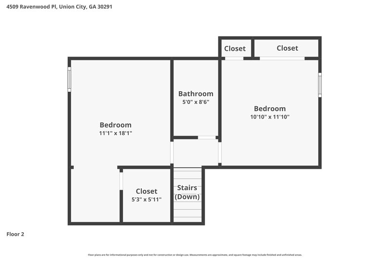 1,870/Mo, 4509 Ravenwood Pl Union City, GA 30291 Floor Plan View 2