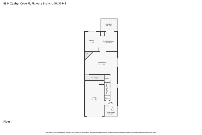 1,755/Mo, 4814 Zephyr Cove Pl Flowery Branch, GA 30542 Floorplan View 2