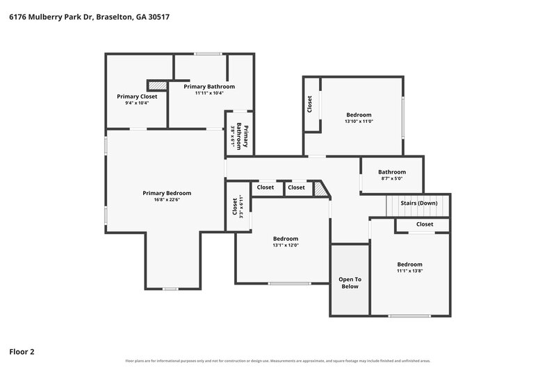 2,230/Mo, 6176 Mulberry Park Dr Braselton, GA 30517 Floor Plan View