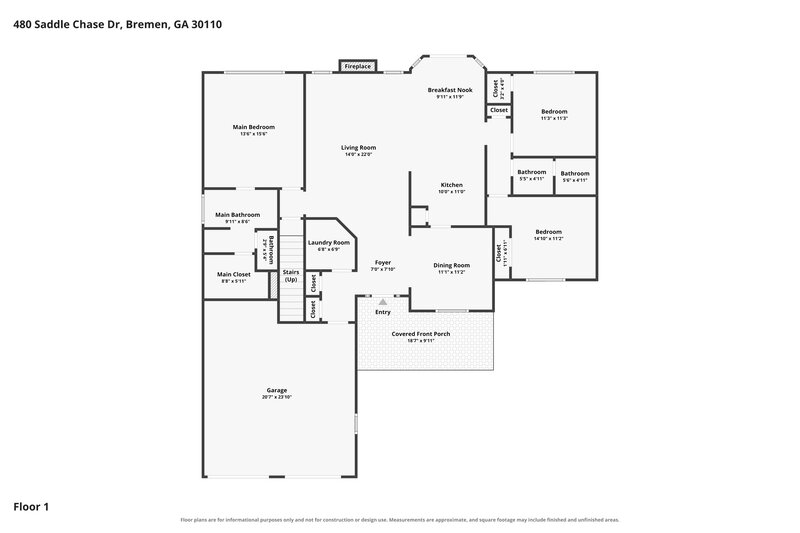1,975/Mo, 480 Saddle Chase Dr Bremen, GA 30110 Floor Plan View