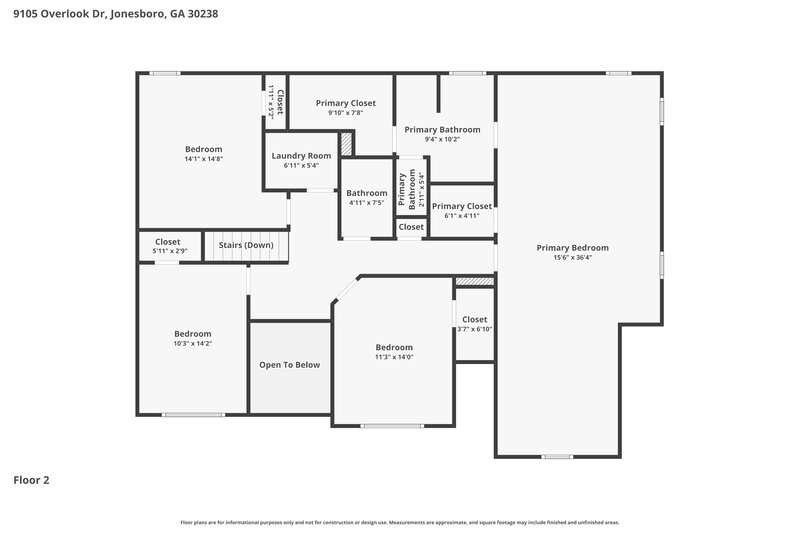 2,875/Mo, 9105 Overlook Dr Jonesboro, GA 30238 Floor Plan View 2