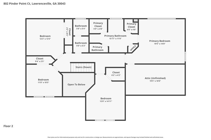 2,650/Mo, 802 Pinder Point Ct Lawrenceville, GA 30043 Floor Plan View 2