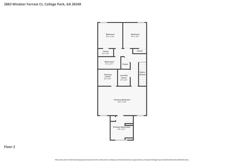 1,845/Mo, 2883 Windsor Forrest Ct College Park, GA 30349 Floorplan View