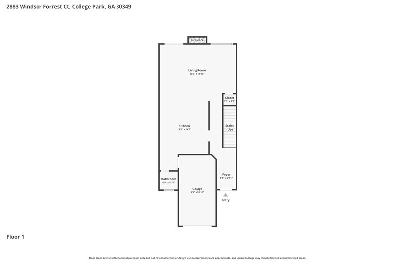 1,845/Mo, 2883 Windsor Forrest Ct College Park, GA 30349 Floorplan View 2