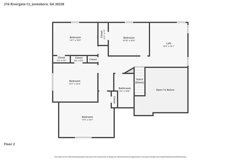 2,345/Mo, 216 Rivergate Ct Jonesboro, GA 30238 Floor Plan View