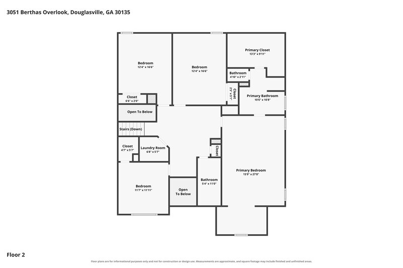 2,495/Mo, 3051 Berthas Overlook Douglasville, GA 30135 Floor Plan View 2