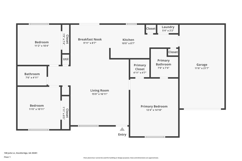 1,590/Mo, 108 Julie Ln Stockbridge, GA 30281 Floor Plan View