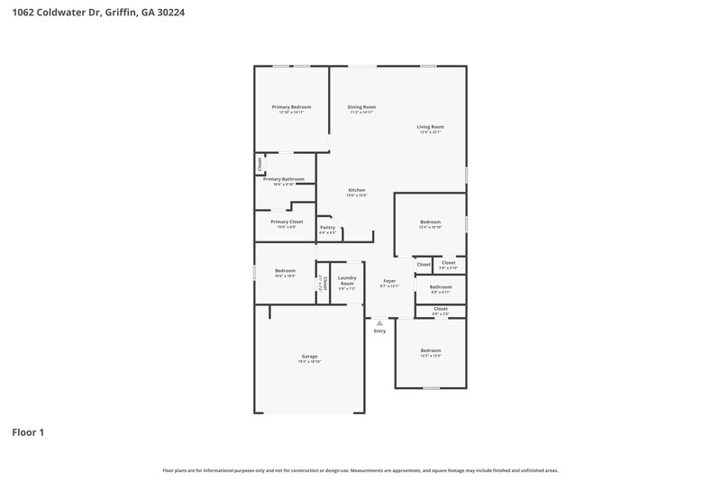 2,210/Mo, 1062 Coldwater Dr Griffin, GA 30224 Floor Plan View