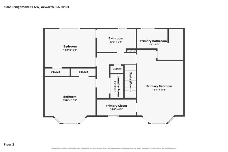 2,300/Mo, 5902 Bridgemont Pl NW Acworth, GA 30101 Floor Plan View 2