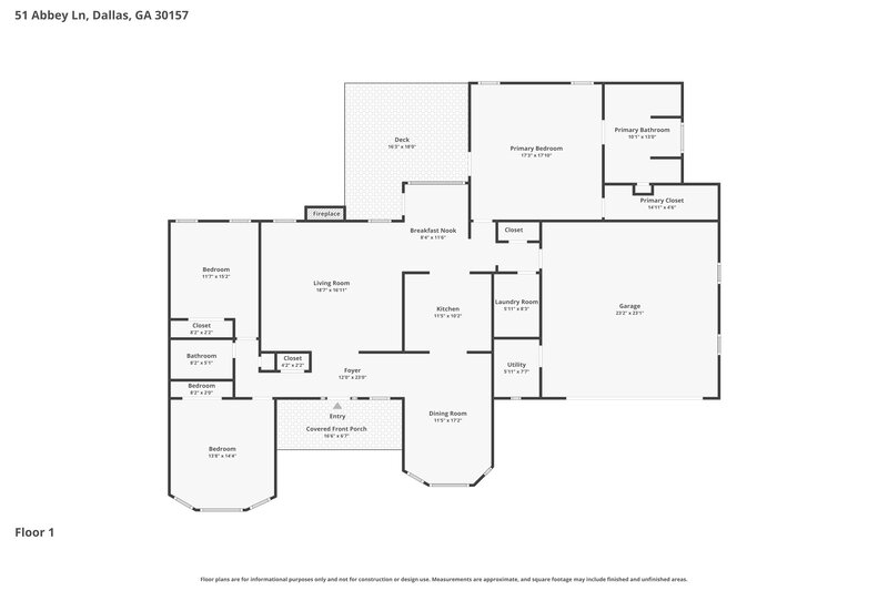 2,100/Mo, 51 Abbey Ln Dallas, GA 30157 Floorplan View