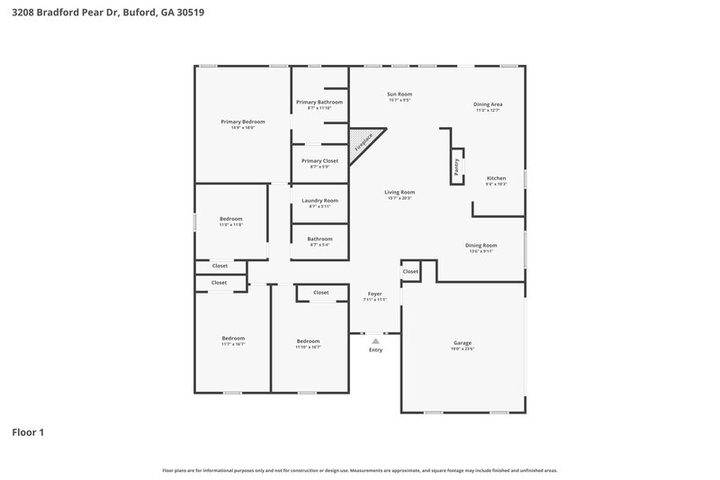 2,365/Mo, 3208 Bradford Pear Dr Buford, GA 30519 Floor Plan View