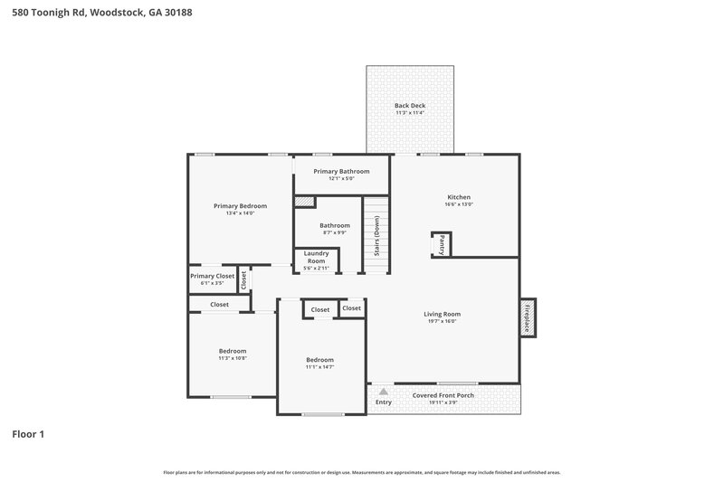 2,520/Mo, 580 Toonigh Rd Woodstock, GA 30188 Floorplan View