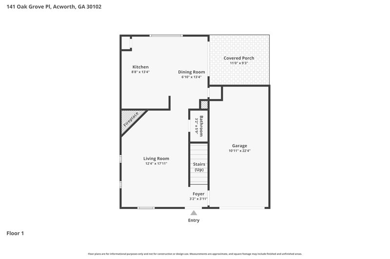 1,970/Mo, 141 Oak Grove Pl Acworth, GA 30102 Floor Plan View