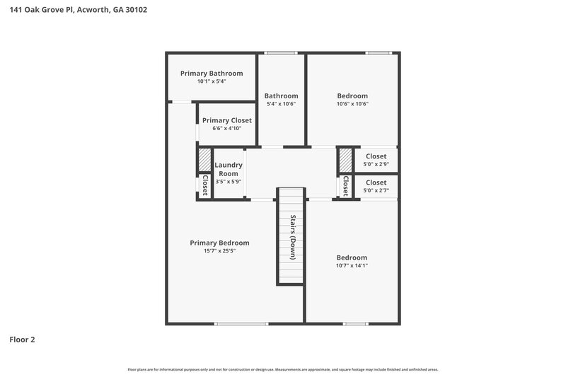 1,970/Mo, 141 Oak Grove Pl Acworth, GA 30102 Floor Plan View 2