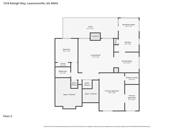 2,575/Mo, 1218 Raleigh Way Lawrenceville, GA 30043 Floor Plan View