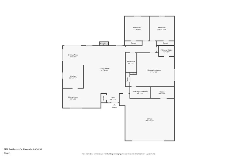 1,795/Mo, 6270 Beethoven Cir Riverdale, GA 30296 Floor Plan View