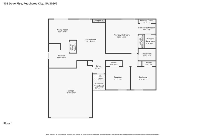 2,220/Mo, 102 Dove Rise Peachtree City, GA 30269 Floor Plan View