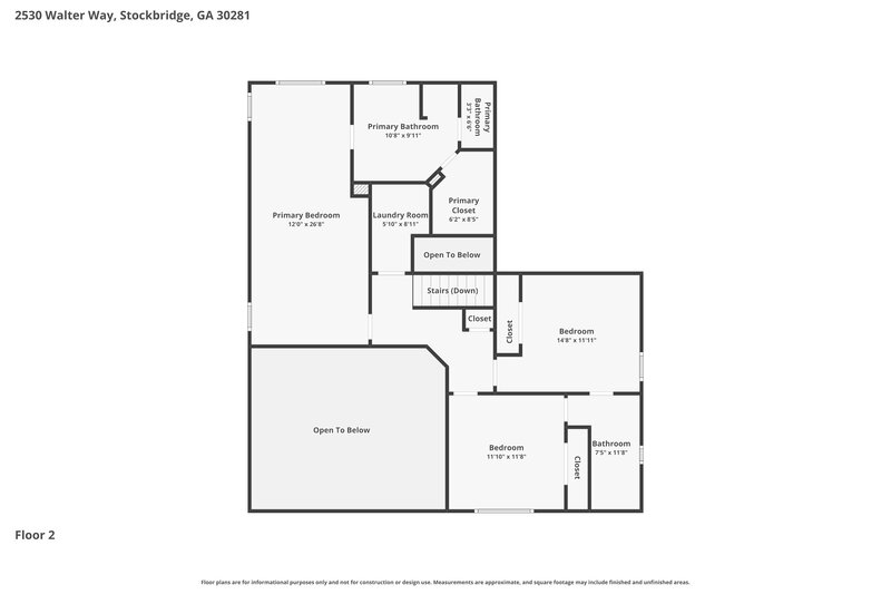 2,180/Mo, 2530 Walter Way Stockbridge, GA 30281 Floor Plan View 2