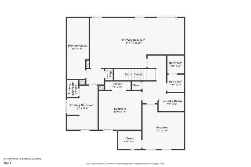 2,590/Mo, 6755 Hill Rock Ln Fairburn, GA 30213 Floor Plan View 2