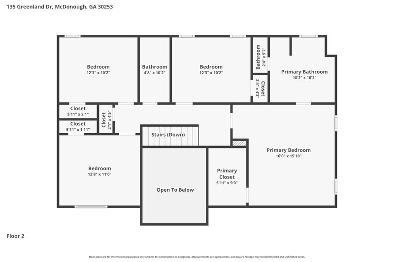 2,420/Mo, 135 Greenland Dr McDonough, GA 30253 Floor Plan View 2