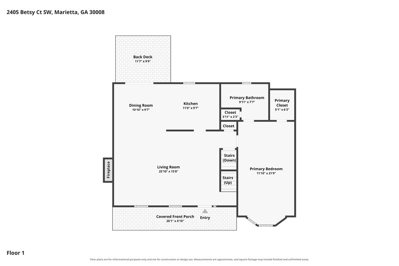 2,190/Mo, 2405 Betsy Ct SW Marietta, GA 30008 Floor Plan View 2