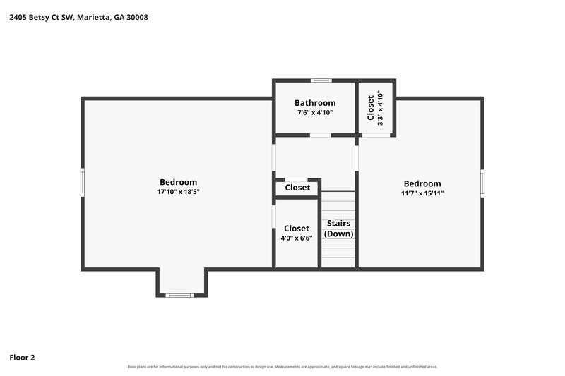 2,190/Mo, 2405 Betsy Ct SW Marietta, GA 30008 Floor Plan View 3