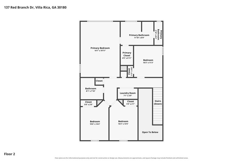 2,235/Mo, 137 Red Branch Dr Villa Rica, GA 30180 Floor Plan View 2