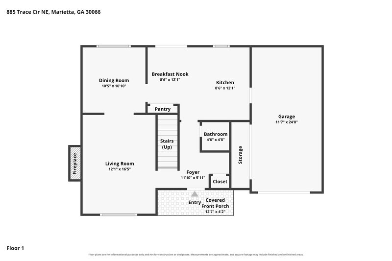 2,075/Mo, 885 Trace Cir NE Marietta, GA 30066 Floor Plan View 2