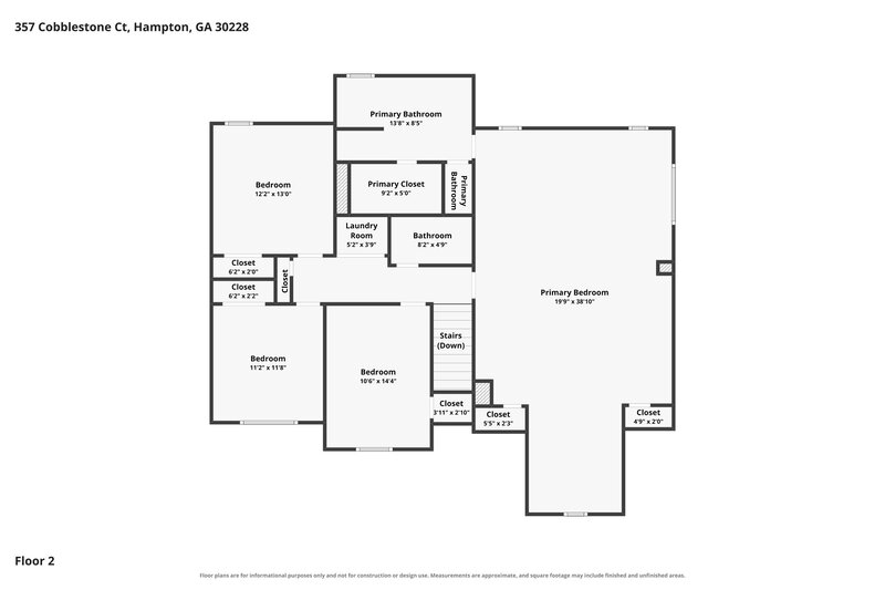 2,300/Mo, 357 Cobblestone Ct Hampton, GA 30228 Floor Plan View 2