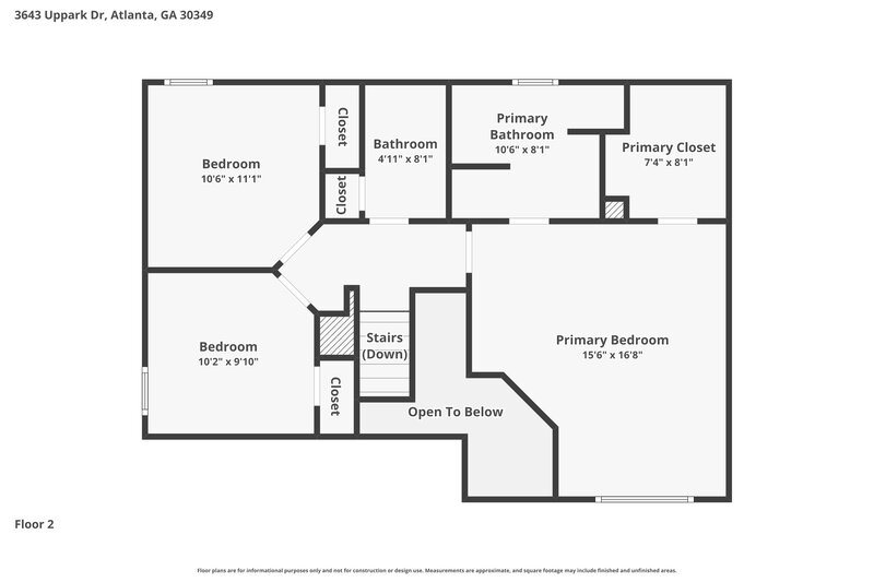 2,085/Mo, 3643 Uppark Dr Atlanta, GA 30349 Floor Plan View 2