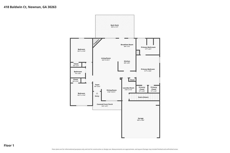 2,040/Mo, 418 Baldwin Ct Newnan, GA 30263 Floor Plan View