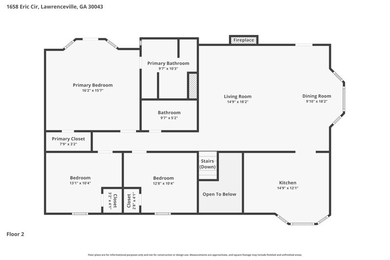 2,400/Mo, 1658 Eric Cir Lawrenceville, GA 30043 Floor Plan View 2