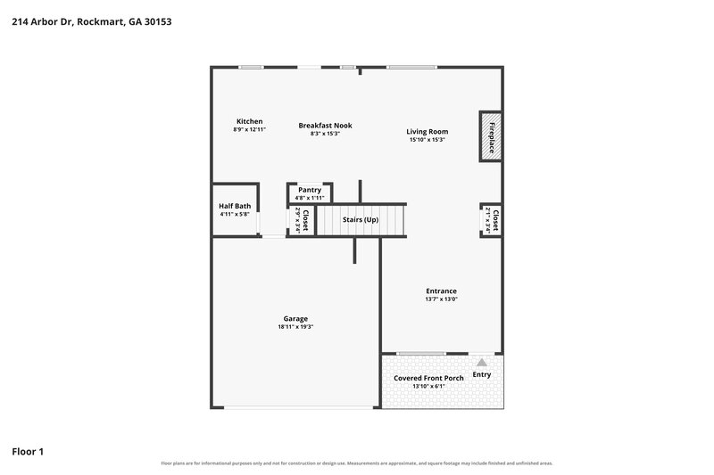 1,960/Mo, 214 Arbor Dr Rockmart, GA 30153 Floor Plan View