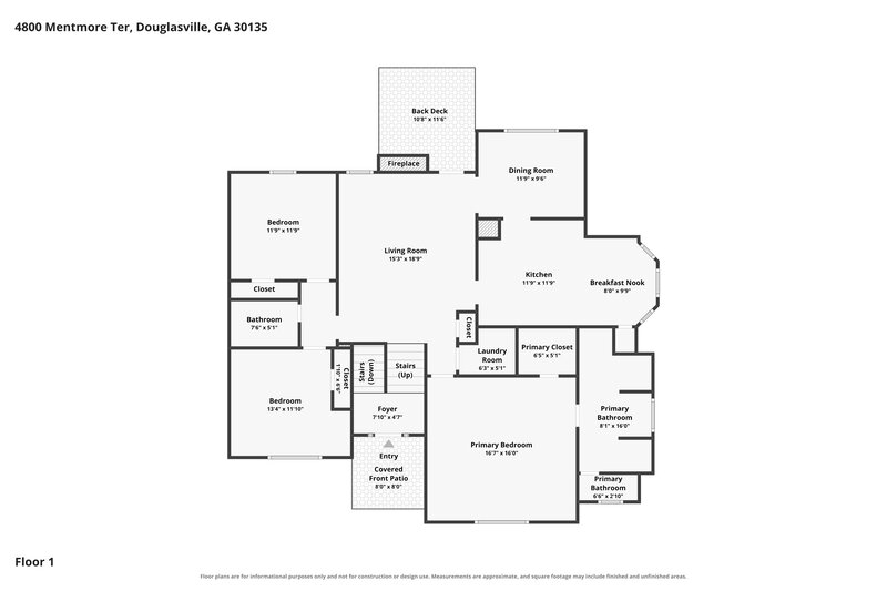 1,940/Mo, 4800 Mentmore Ter Douglasville, GA 30135 Floorplan View