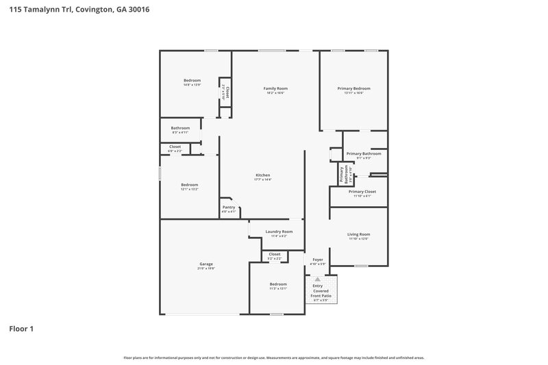 2,245/Mo, 115 Tamalynn Trl Covington, GA 30016 Floor Plan View