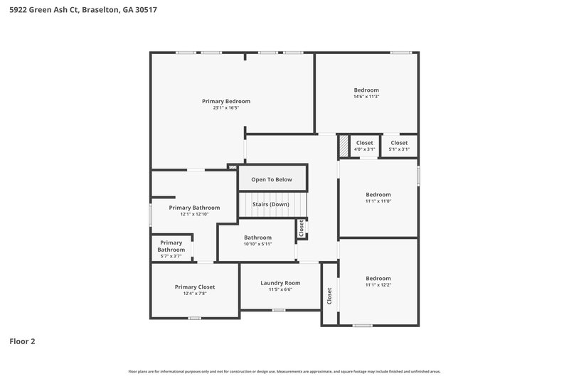 2,615/Mo, 5922 Green Ash Court Braselton, GA 30517 Floor Plan View 2