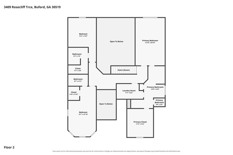 3,125/Mo, 3409 Rosecliff Trce Buford, GA 30519 Floor Plan View 2