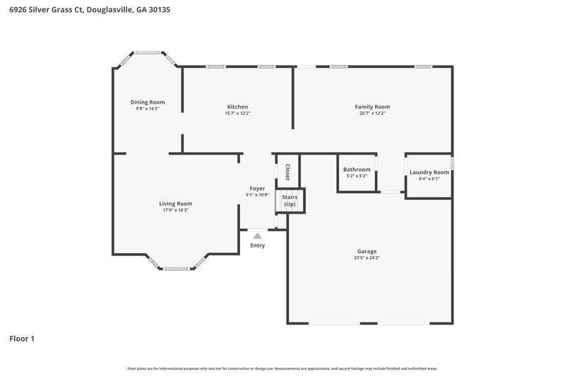 1,975/Mo, 6926 Silver Grass Ct Douglasville, GA 30135 Floorplan View