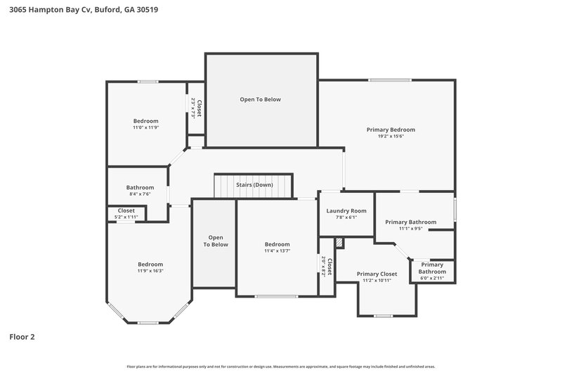 2,830/Mo, 3065 Hampton Bay Cv Buford, GA 30519 Floor Plan View 2