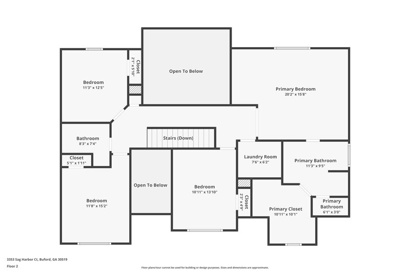 2,665/Mo, 3353 Sag Harbor Ct Buford, GA 30519 Floor Plan View 2
