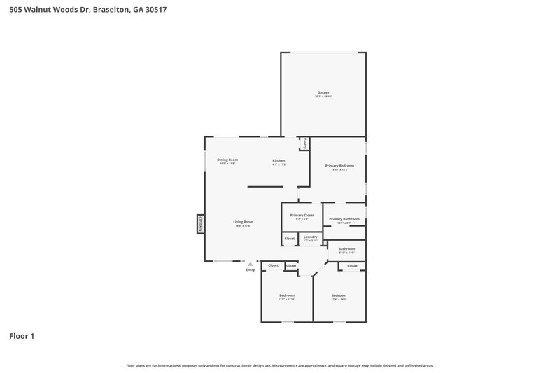 1,945/Mo, 505 Walnut Woods Dr Braselton, GA 30517 Floor Plan View