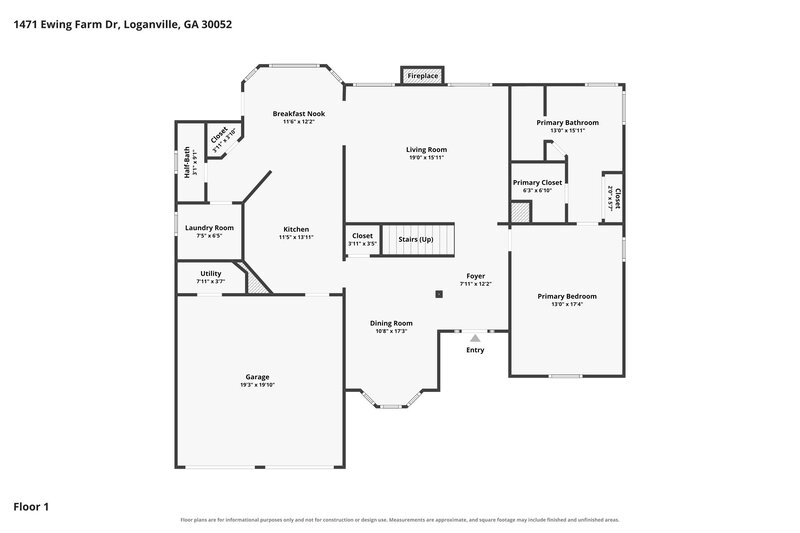 2,220/Mo, 1471 Ewing Farm Dr Loganville, GA 30052 Floor Plan View